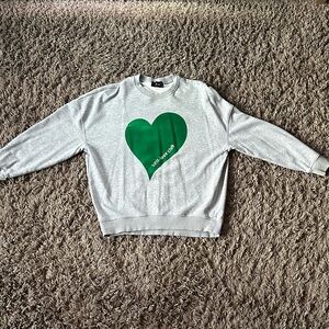 Gray Sweater with Green Heart